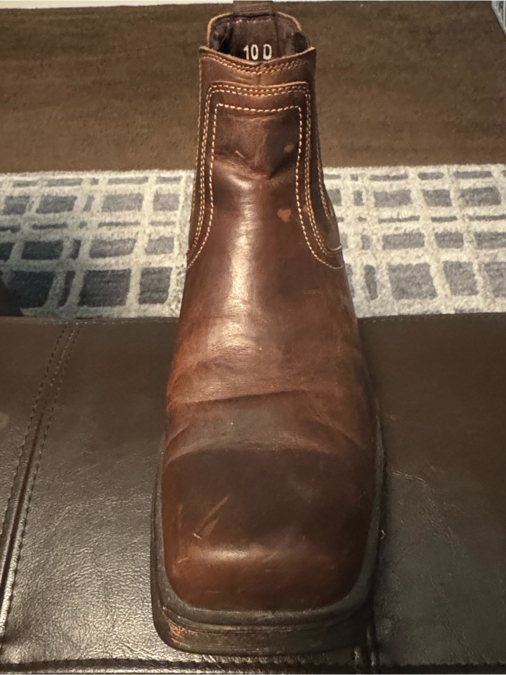 Ariat Brown Leather Chelsea Western Work Boot - Square Toe